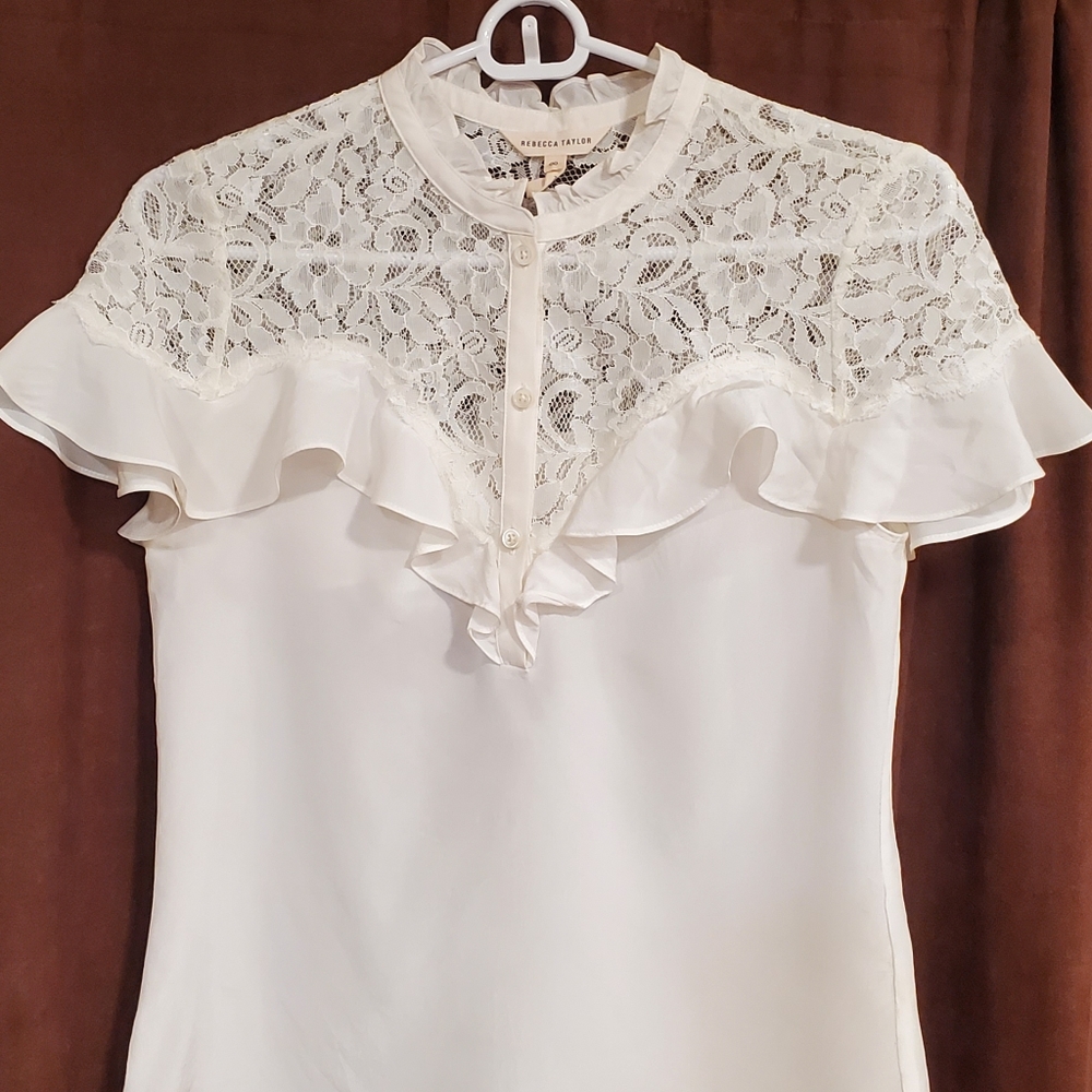 Chanel style Silk Ruffle Blouse
